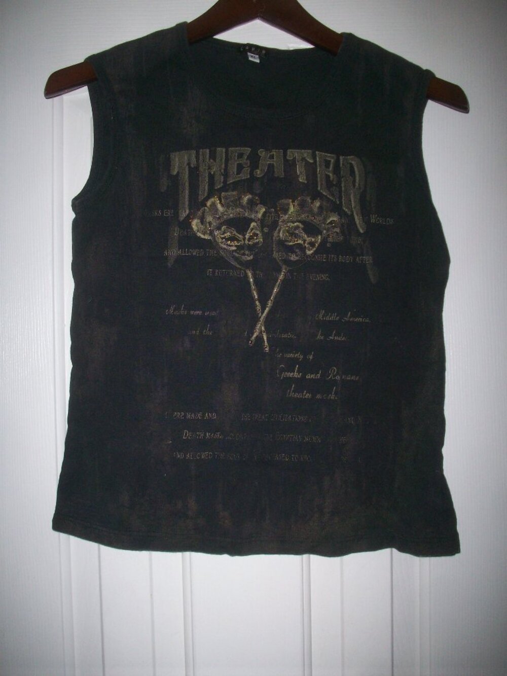 Y2K Women’s Knit Tank Top Black Sleeveless Rhinestone Bling Junior XL Cotton USA